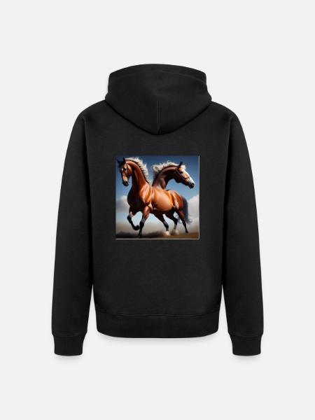 Wildpferde Hemd - Unisex Premium Bio Zip Hoodie - Schwarz