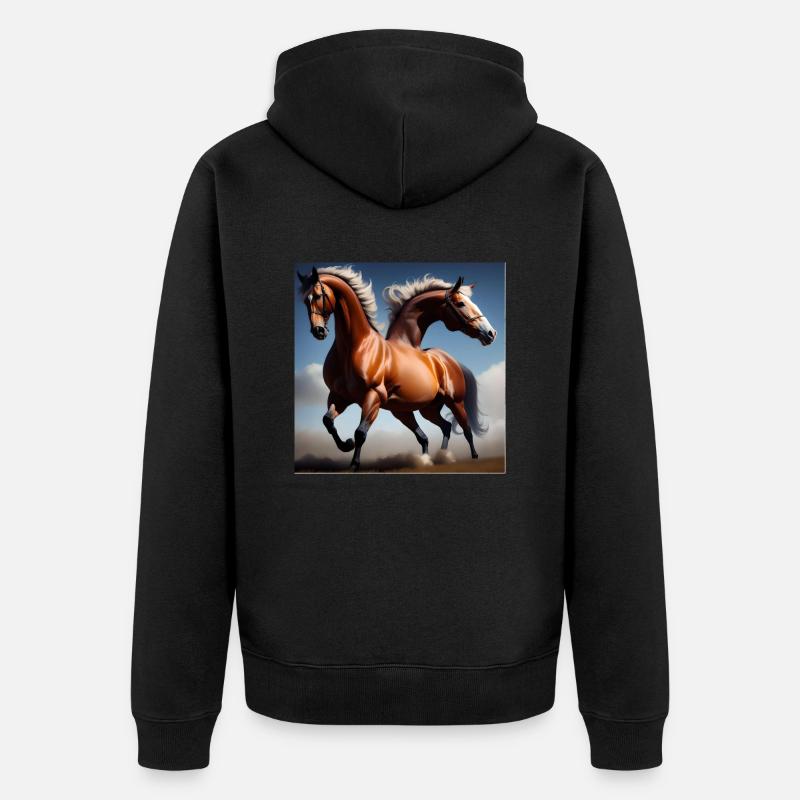 Wildpferde Hemd - Unisex Premium Bio Zip Hoodie - Schwarz