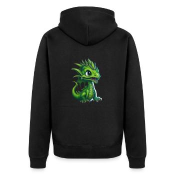 Bébé dragon, mignon, heureux, souriant - Veste à capuche bio Premium Unisexe - noir - Dos - Nico (187cm)