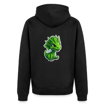 Bébé dragon, mignon, heureux, souriant - Veste à capuche bio Premium Unisexe - noir - Dos - Nico (187cm)