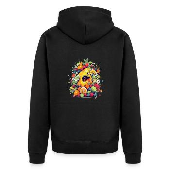 Mr. Goin Fruits - Unisex Premium Organic Zip Hoodie - black - Back - Nico (187cm)