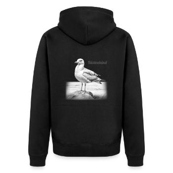 Möwe am Meer für alle Küstenkinder und mehr - Unisex Premium Bio Zip Hoodie - Schwarz - Hinten - Nico (187cm)