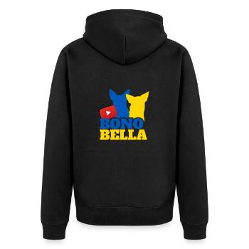 Bono Bella Merch YT UA 6 - Unisex Premium Bio Zip Hoodie - Schwarz - Hinten - Nico (187cm)