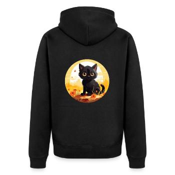 Cute little black cat on summer vacation - Unisex Premium Organic Zip Hoodie - black - Back - Nico (187cm)