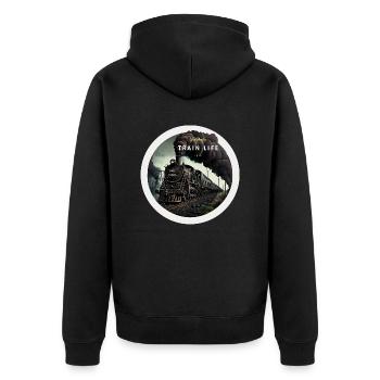Train Life : Puissance à vapeur - Veste à capuche bio Premium Unisexe - noir - Dos - Nico (187cm)