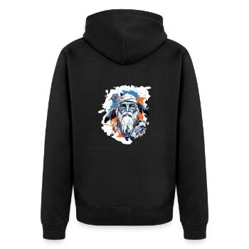 Opa biker siou - Unisex Premium Bio Zip Hoodie - Schwarz - Hinten - Nico (187cm)