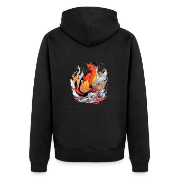 Ricky the phoenix - Unisex Premium Organic Zip Hoodie - black - Back - Nico (187cm)