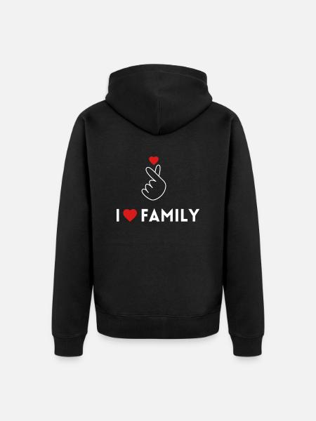 I Love Family - Unisex Premium Organic Zip Hoodie - black