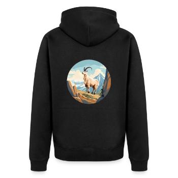 Mountain Goat - Unisex Premium Organic Zip Hoodie - black - Back - Nico (187cm)