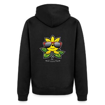 Cartoon Zitrone - Unisex Premium Bio Zip Hoodie - Schwarz - Hinten - Nico (187cm)