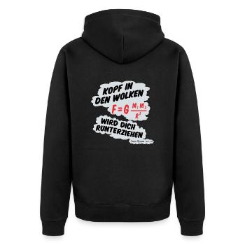Kopf in den Wolken, ***** wird dich runterziehen. - Unisex Premium Bio Zip Hoodie - Schwarz - Hinten - Nico (187cm)