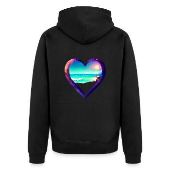 Sommerurlaub Palmen Insel Sonne Palme Strand - Unisex Premium Bio Zip Hoodie - Schwarz - Hinten - Nico (187cm)