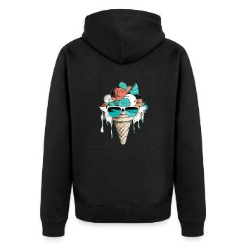 Erdbeer-Minz-Vanille-Eis - Unisex Premium Bio Zip Hoodie - Schwarz - Hinten - Nico (187cm)