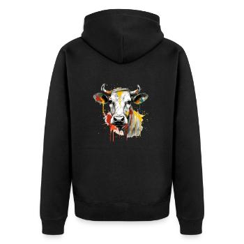Lika die Kuh - Unisex Premium Bio Zip Hoodie - Schwarz - Hinten - Nico (187cm)