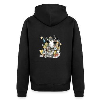 Juik der Stier - Unisex Premium Bio Zip Hoodie - Schwarz - Hinten - Nico (187cm)