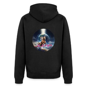 earth show jumping jump - Unisex Premium Bio Zip Hoodie - Schwarz - Hinten - Nico (187cm)