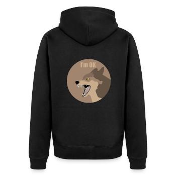 Mir geht es gut - Unisex Premium Bio Zip Hoodie - Schwarz - Hinten - Nico (187cm)
