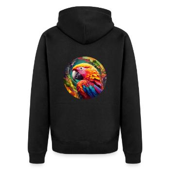 Rainbow Parrot - Unisex Premium Organic Zip Hoodie - black - Back - Nico (187cm)