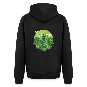 Urban Cyclist: Umweltfreundliche Städte in die Pedale treten - Unisex Premium Bio Zip Hoodie - Schwarz - Hinten - Nico (187cm)