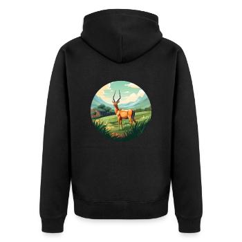 Antilope - Unisex Premium Bio Zip Hoodie - Schwarz - Hinten - Nico (187cm)