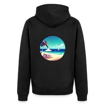 Summer Holiday Palm Beach Palm Islands Island Sun - Unisex Premium Organic Zip Hoodie - black - Back - Nico (187cm)