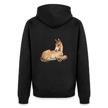 fohlen - Unisex Premium Bio Zip Hoodie - Schwarz - Hinten - Nico (187cm)