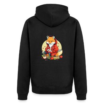 Pomo le renard - Veste à capuche bio Premium Unisexe - noir - Dos - Nico (187cm)