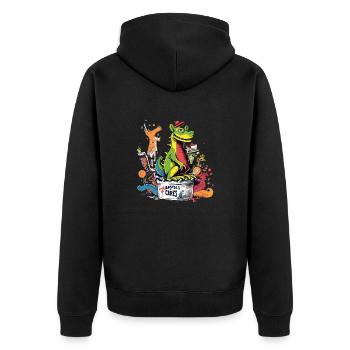 Zigotin the alligator - Unisex Premium Organic Zip Hoodie - black - Back - Nico (187cm)