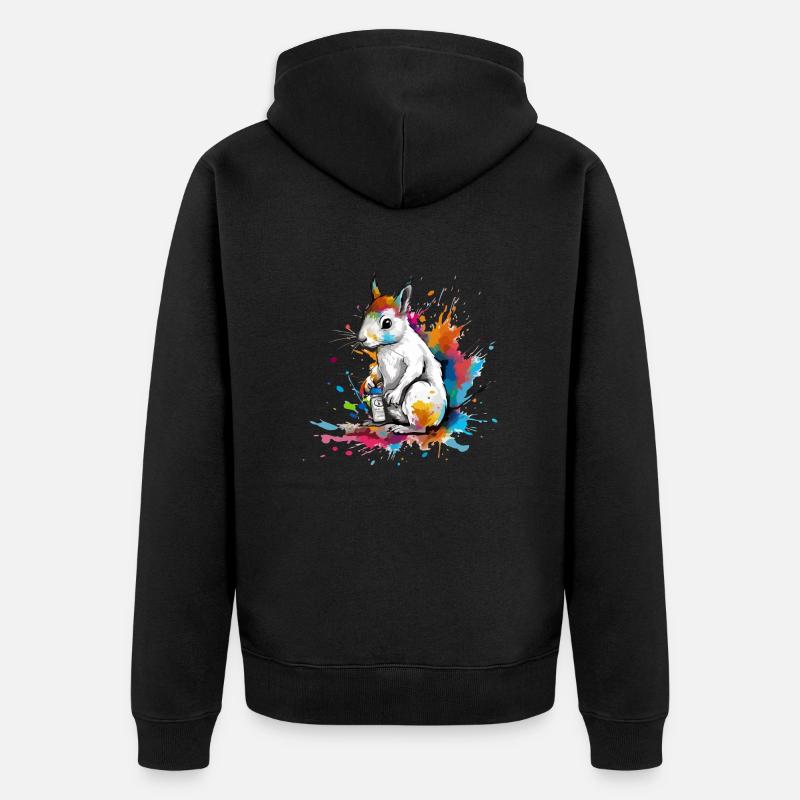 Bibou l'écureuil peintre - Veste à capuche bio Premium Unisexe - noir