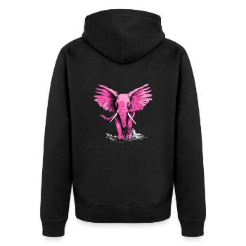 Lolo, der rosa Elefant - Unisex Premium Bio Zip Hoodie - Schwarz - Hinten - Nico (187cm)