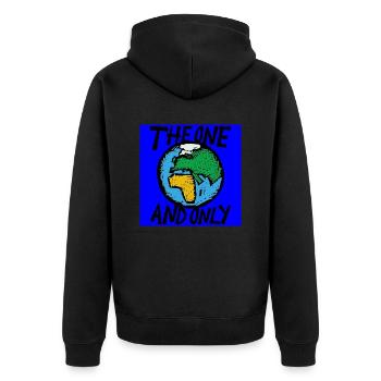 the world - Unisex Premium Bio Zip Hoodie - Schwarz - Hinten - Nico (187cm)