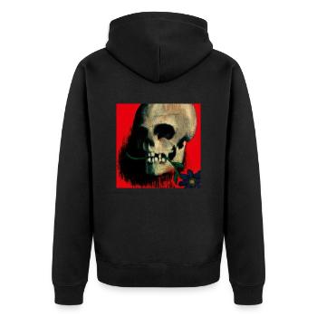 skull red - Unisex Premium Organic Zip Hoodie - black - Back - Nico (187cm)