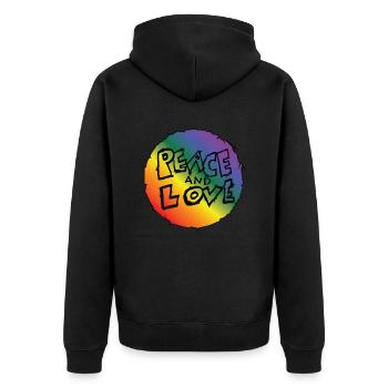 gay pride peace and love amour paie drapeau fierté - Veste à capuche bio Premium Unisexe - noir - Dos - Nico (187cm)