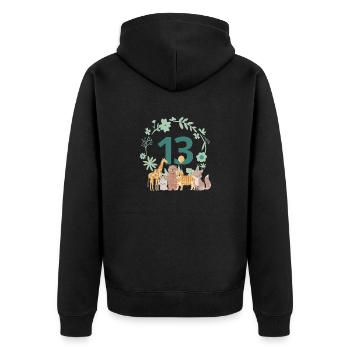 13e anniversaire - anniversaire animaux - Veste à capuche bio Premium Unisexe - noir - Dos - Nico (187cm)