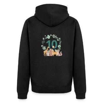 10th anniversary - animal birthday - Unisex Premium Organic Zip Hoodie - black - Back - Nico (187cm)
