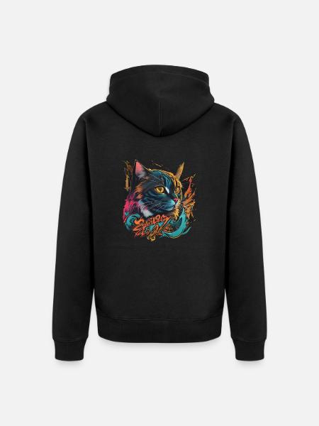 Beautiful Cat Design - Unisex Premium Organic Zip Hoodie - black