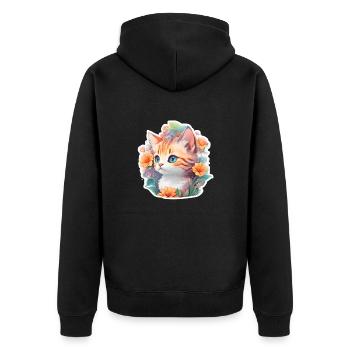mignon bébé chat - Veste à capuche bio Premium Unisexe - noir - Dos - Nico (187cm)