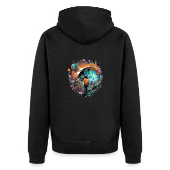 A world of possibilities - Unisex Premium Organic Zip Hoodie - black - Back - Nico (187cm)