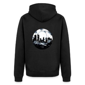 La ville dans la nuit - Veste à capuche bio Premium Unisexe - noir - Dos - Nico (187cm)