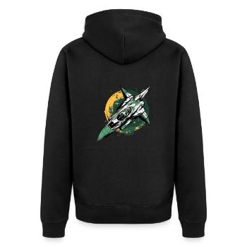 Green flame aircraft - Unisex Premium Organic Zip Hoodie - black - Back - Nico (187cm)