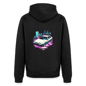 Silberpfeil-Auto - Unisex Premium Bio Zip Hoodie - Schwarz - Hinten - Nico (187cm)