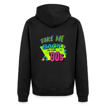 90er Jahre Niedlich 80er Jahre Retro Vintage Lustig Cool Nostalgie - Unisex Premium Bio Zip Hoodie - Schwarz - Hinten - Nico (187cm)