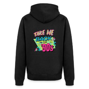 90er Jahre Niedlich 80er Jahre Retro Vintage Lustig Cool Nostalgie - Unisex Premium Bio Zip Hoodie - Schwarz - Hinten - Nico (187cm)