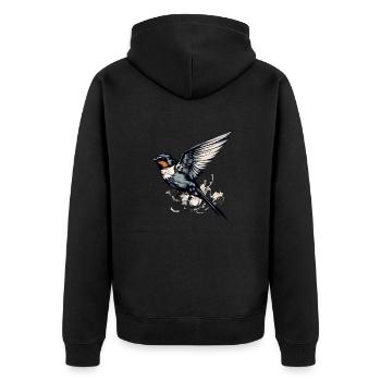 Hibi the swallow - Unisex Premium Organic Zip Hoodie - black - Back - Nico (187cm)