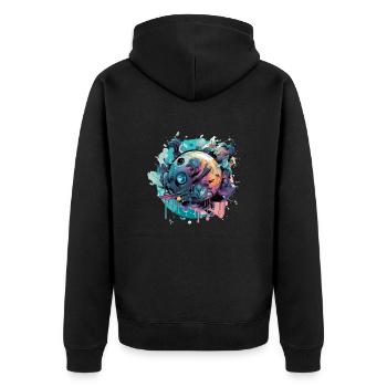 A melting world - Unisex Premium Organic Zip Hoodie - black - Back - Nico (187cm)