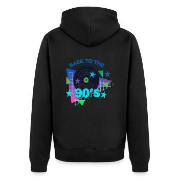 90er Jahre Niedlich 80er Jahre Retro Vintage Lustig Cool Nostalgie - Unisex Premium Bio Zip Hoodie - Schwarz - Hinten - Nico (187cm)