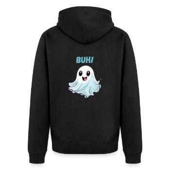 Gespenst - Unisex Premium Bio Zip Hoodie - Schwarz - Hinten - Nico (187cm)