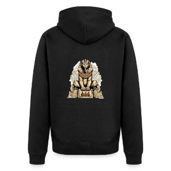 Der Löwe Sphinx - Unisex Premium Bio Zip Hoodie - Schwarz - Hinten - Nico (187cm)