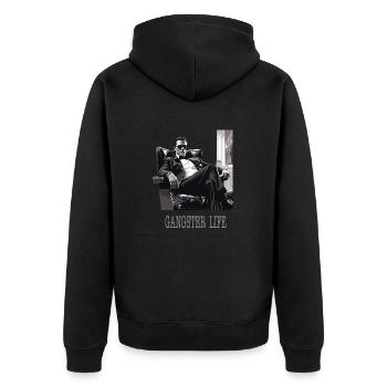 Chef de la mafia avec des lunettes de soleil « Gangster Life » - Veste à capuche bio Premium Unisexe - noir - Dos - Nico (187cm)