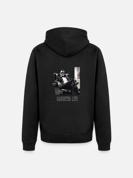 Mafia with sunglasses "Gangster Life" - Unisex Premium Organic Zip Hoodie - black
